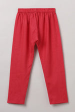Load image into Gallery viewer, Red Linen Kurta Pajama Set - BYB PREMIUM
