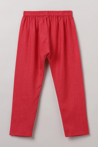 Red Linen Kurta Pajama Set - BYB PREMIUM