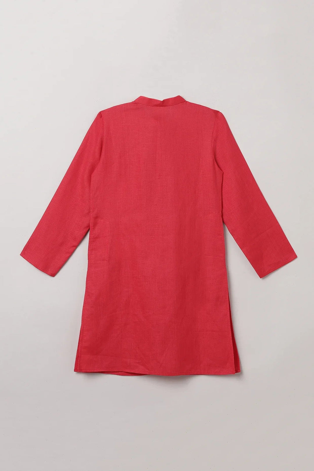 Red Linen Kurta Pajama Set - BYB PREMIUM