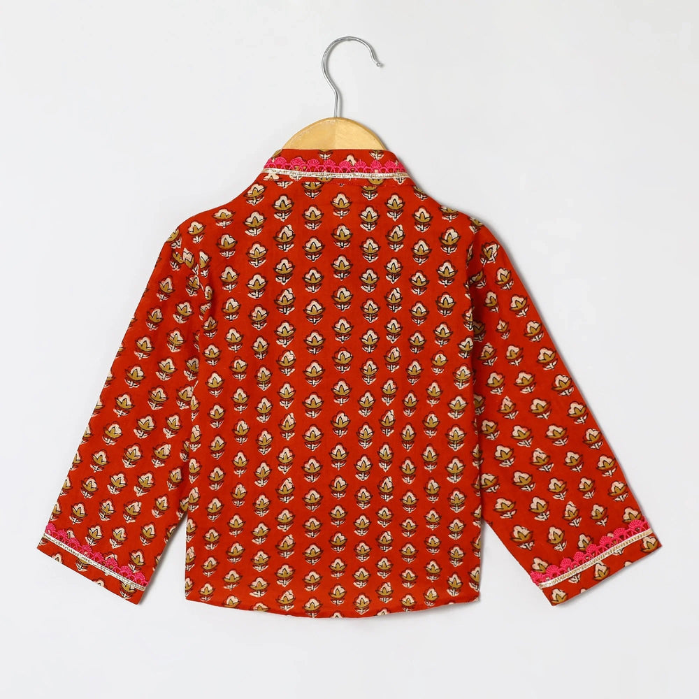 Red & Off-White Pure Cotton Kurta Dhoti Set for Baby Boys - BYB PREMIUM