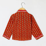 Red & Off-White Pure Cotton Kurta Dhoti Set for Baby Boys - BYB PREMIUM