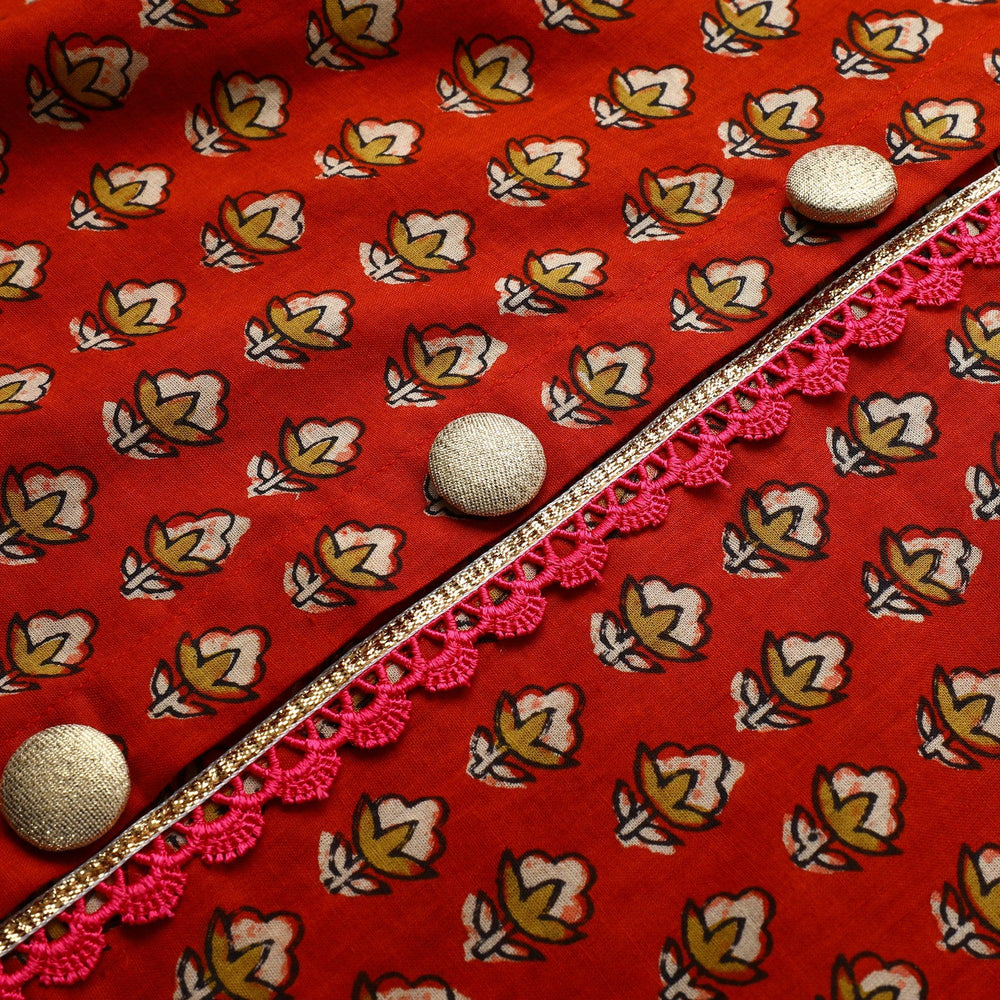 Red & Off-White Pure Cotton Kurta Dhoti Set for Baby Boys - BYB PREMIUM