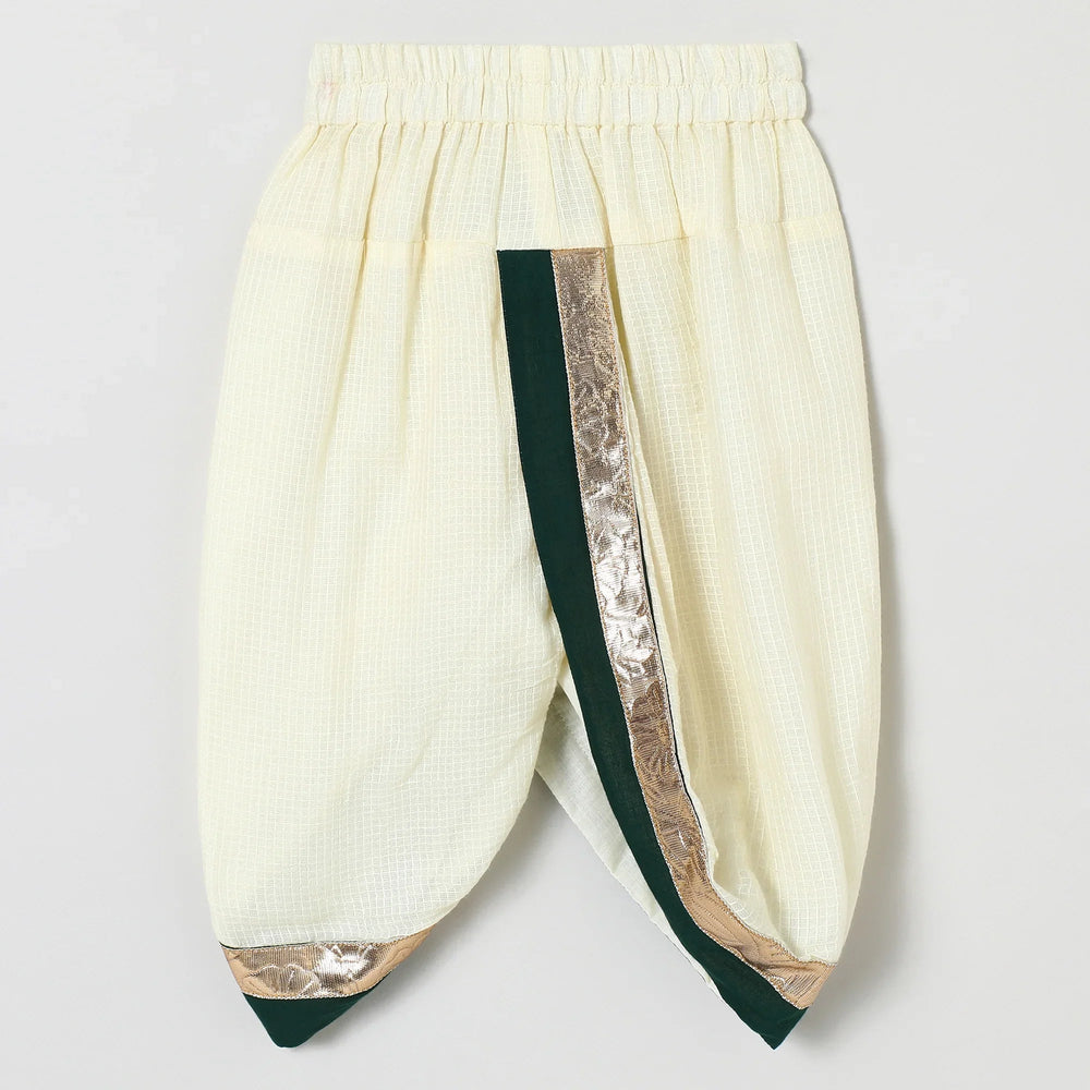 Red & Off-White Pure Cotton Kurta Dhoti Set for Baby Boys - BYB PREMIUM
