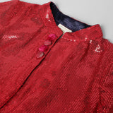 Red Sequin Party Jacket with Front Button Closure - BYB PREMIUM