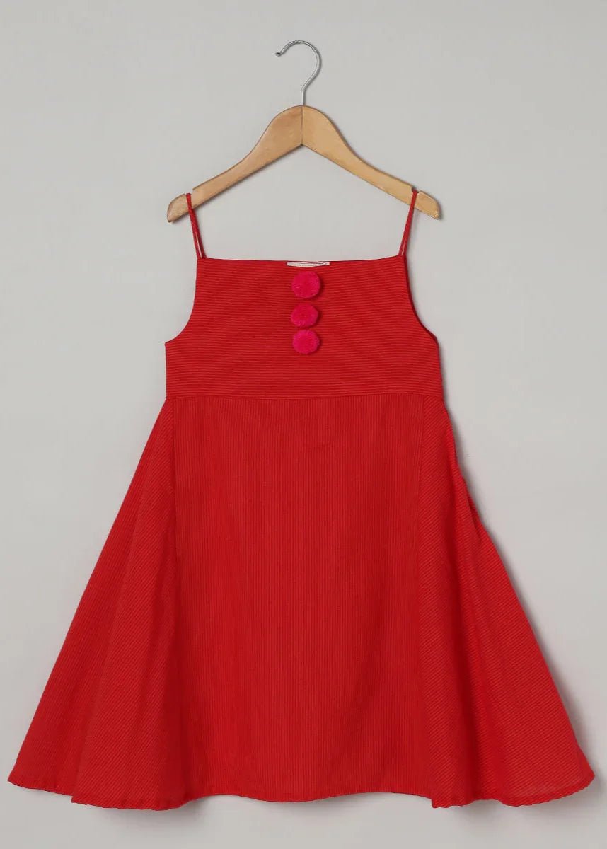 Red Striped Cotton Dress - BYB PREMIUM