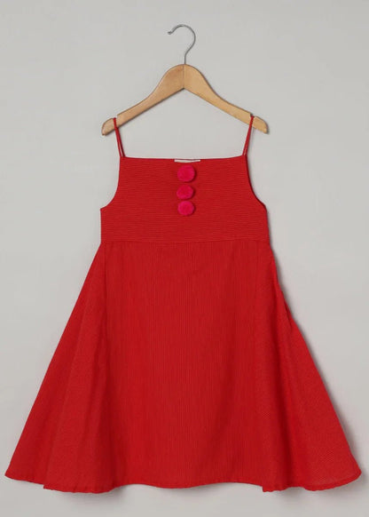 Red Striped Cotton Dress - BYB PREMIUM