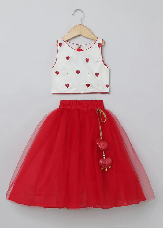 Red & White Ethnic Set for Girls - BYB PREMIUM