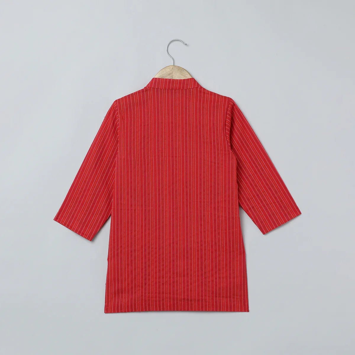Red & White Katha Stitch Kurta Pyjama Set for Boys - BYB PREMIUM