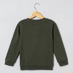 Load image into Gallery viewer, Roar Mode Reversible Sequin Dino Sweatshirt – Olive Green - BYB PREMIUM
