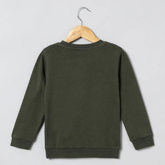 Roar Mode Reversible Sequin Dino Sweatshirt – Olive Green - BYB PREMIUM