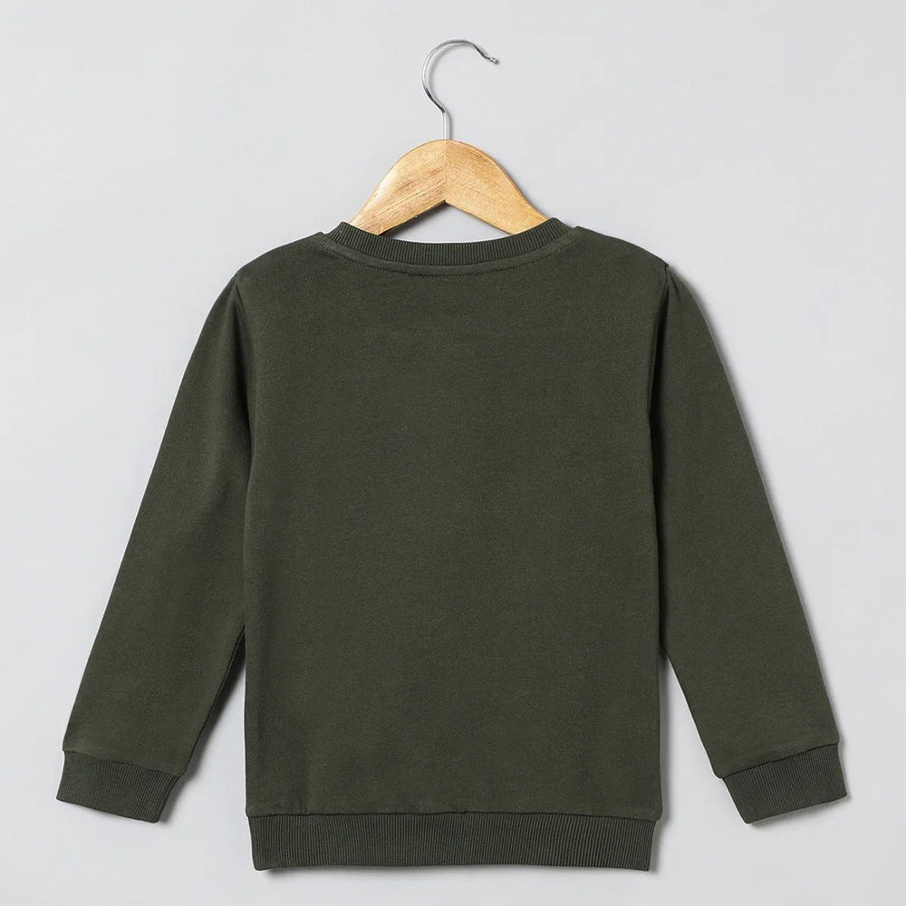 Roar Mode Reversible Sequin Dino Sweatshirt – Olive Green - BYB PREMIUM