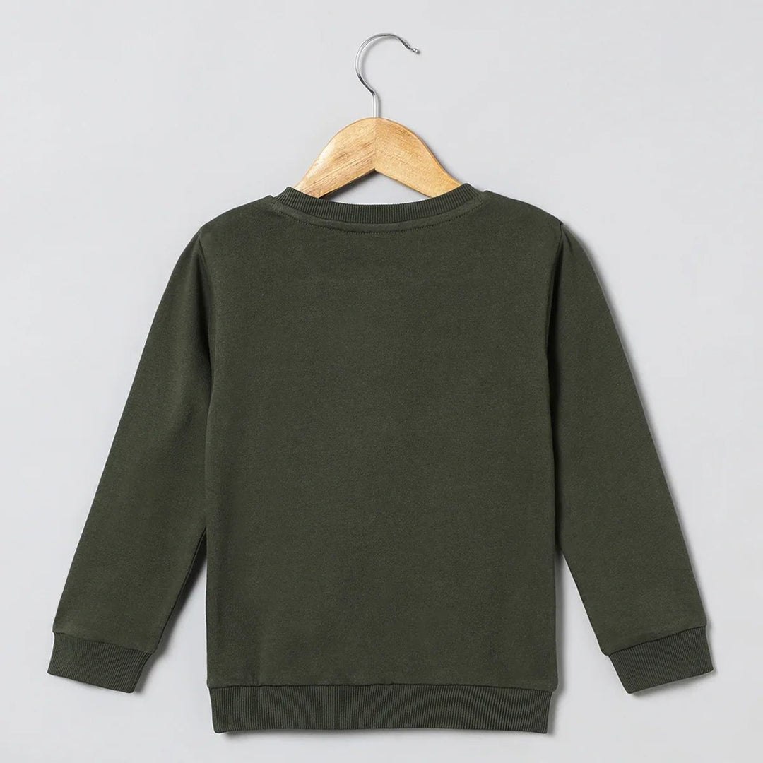 Roar Mode Reversible Sequin Dino Sweatshirt – Olive Green - BYB PREMIUM