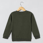 Load image into Gallery viewer, Roar Mode Reversible Sequin Dino Sweatshirt – Olive Green - BYB PREMIUM
