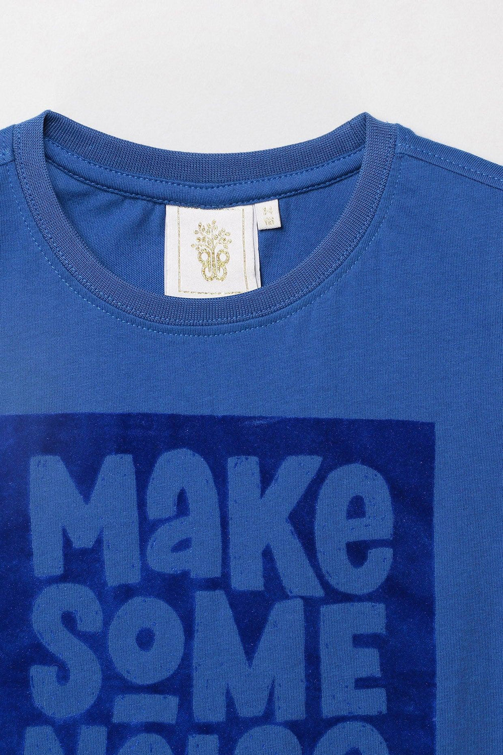 Royal Blue Cotton “Make Some Noise” Sequin T-Shirt for Boys - BYB PREMIUM