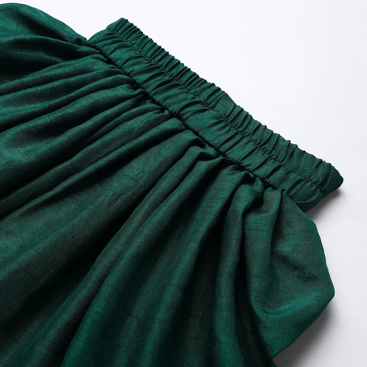 Rust printed lace embellished kurta and green dhoti set   byb premium