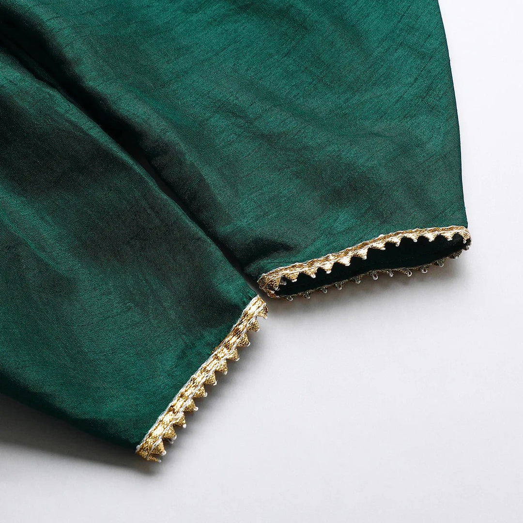 Rust Printed Lace Embellished Kurta and Green Dhoti Set - BYB PREMIUM