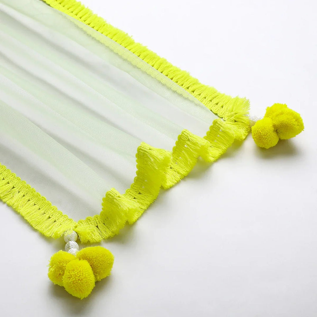 Sage green Chanderi mirror work top skirt and Dupatta - BYB PREMIUM