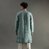 Sage Green Linen Kurta Pyjama Set with Hand Embroidery - BYB PREMIUM