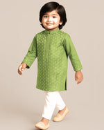 Load image into Gallery viewer, Sage Roman Silk Full Mirror - Embroidered Kurta and Pyjama Set - BYB PREMIUM
