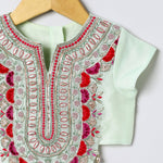 Load image into Gallery viewer, Sea Green Chanderi Silk Lehenga Set for Girls with Dupatta - BYB PREMIUM
