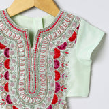 Sea Green Chanderi Silk Lehenga Set for Girls with Dupatta - BYB PREMIUM