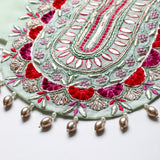 Sea Green Chanderi Silk Lehenga Set for Girls with Dupatta - BYB PREMIUM