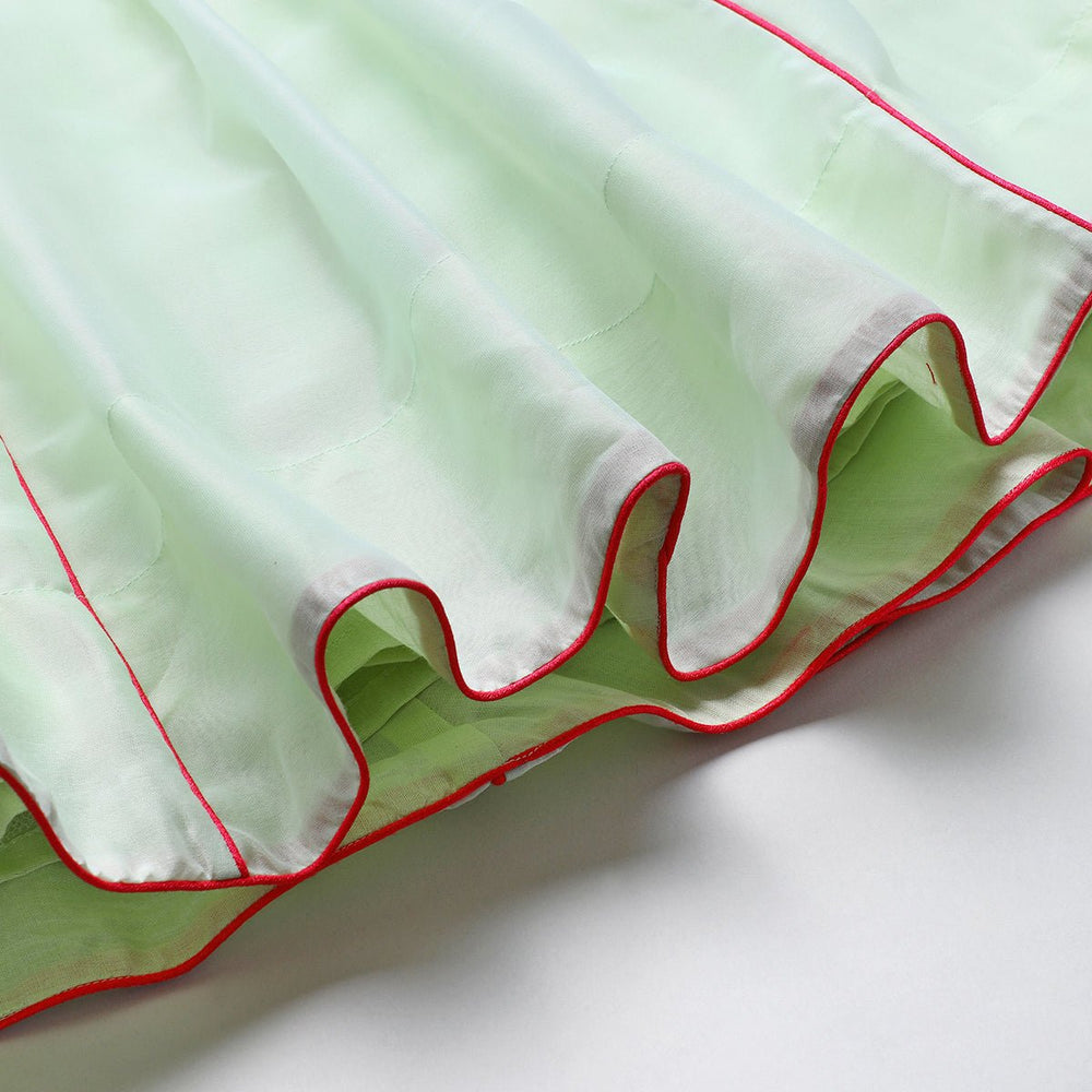 Sea Green Chanderi Silk Lehenga Set for Girls with Dupatta - BYB PREMIUM