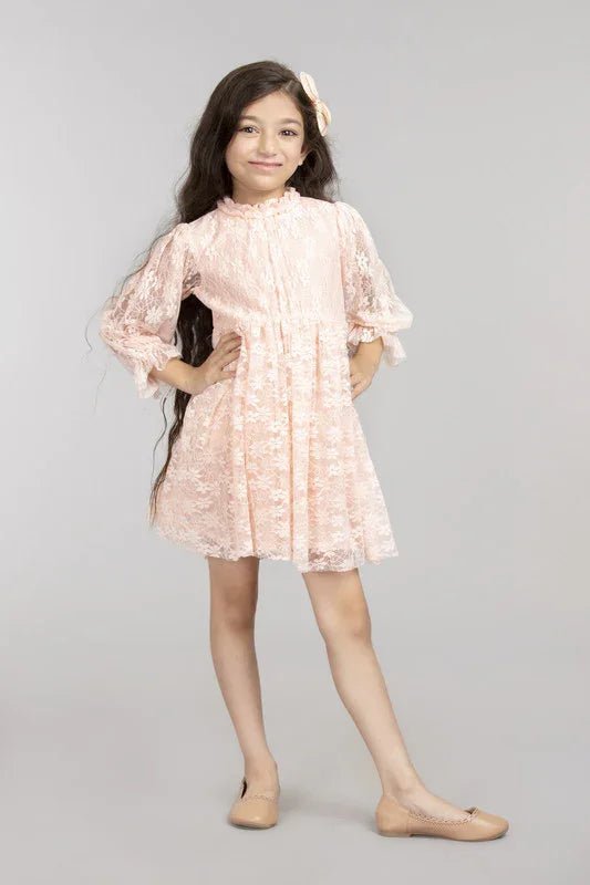 Soft Peach Ombré Lace Dress - BYB PREMIUM