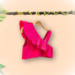 Load image into Gallery viewer, taffeta silk one shoulder frills crop top and cotton scalped shorts - BYB PREMIUM
