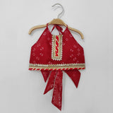 Traditional Red Cotton Kota Halter Top & Bandhani Skirt Set for Baby Girls - BYB PREMIUM
