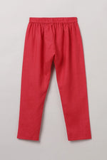 Load image into Gallery viewer, Traditional Wedding Red Linen Kurta &amp; Cotton Pajama Set for Boys - BYB PREMIUM

