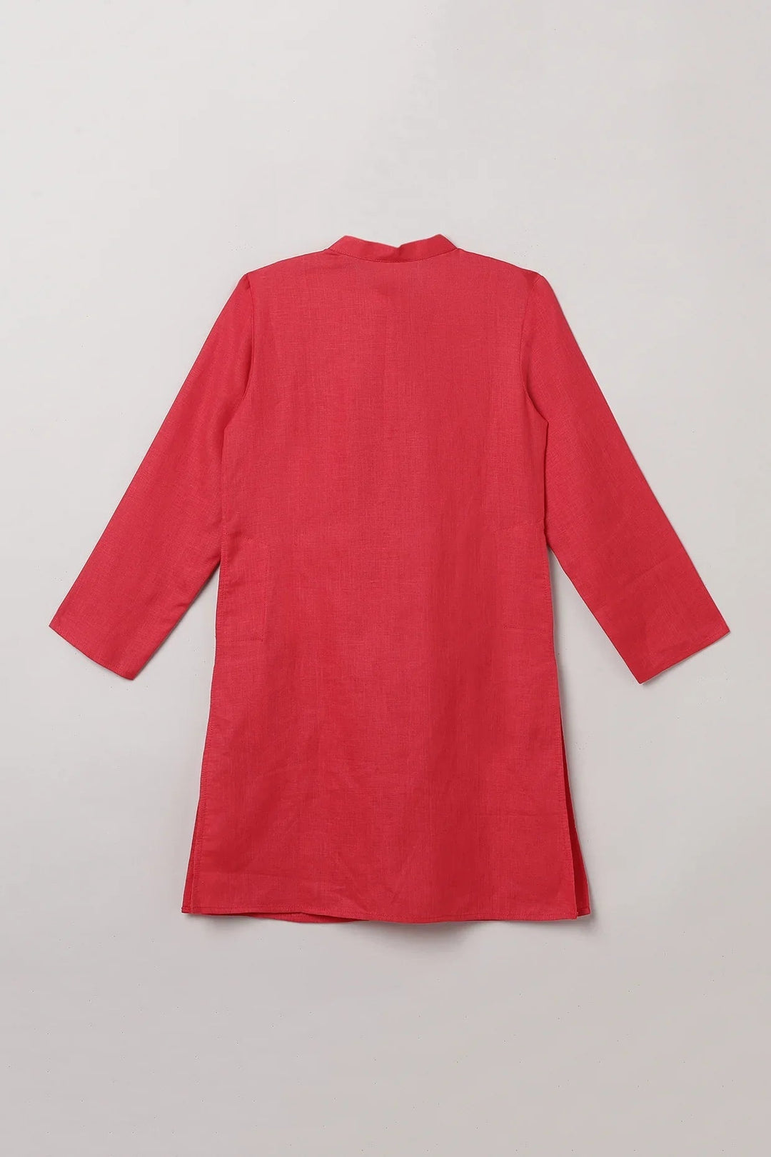 Traditional Wedding Red Linen Kurta & Cotton Pajama Set for Boys - BYB PREMIUM
