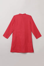 Load image into Gallery viewer, Traditional Wedding Red Linen Kurta &amp; Cotton Pajama Set for Boys - BYB PREMIUM

