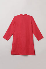 Traditional Wedding Red Linen Kurta & Cotton Pajama Set for Boys - BYB PREMIUM