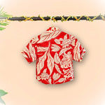 Load image into Gallery viewer, Tropical print red pure linen shirt set - BYB PREMIUM
