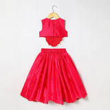 Tussar Silk Fully Hand-Embroidered Top & Skirt Set for Girls - BYB PREMIUM