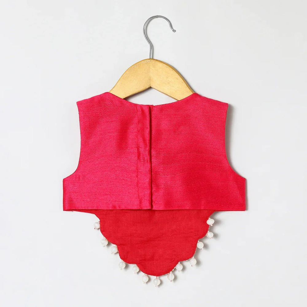 Tussar Silk Fully Hand-Embroidered Top & Skirt Set for Girls - BYB PREMIUM