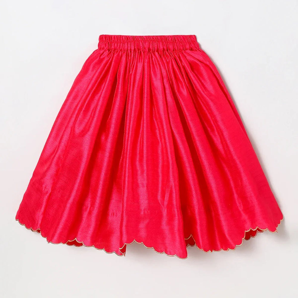 Tussar Silk Fully Hand-Embroidered Top & Skirt Set for Girls - BYB PREMIUM