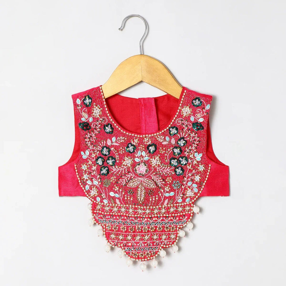 Tussar Silk Fully Hand-Embroidered Top & Skirt Set for Girls - BYB PREMIUM