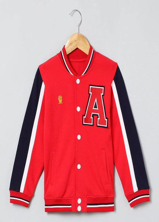 Varsity Vibes Cotton Bomber Jacket ‚Äì Red - BYB PREMIUM