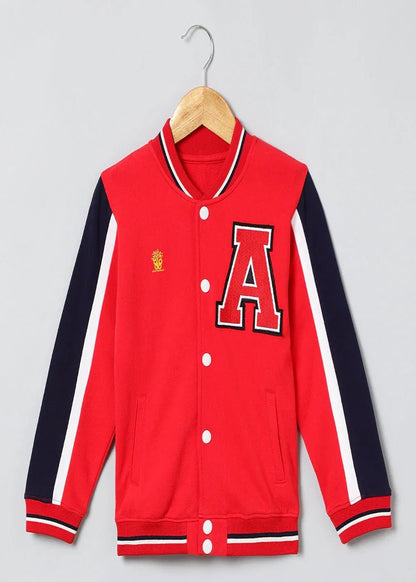 Varsity Vibes Cotton Bomber Jacket – Red - BYB PREMIUM
