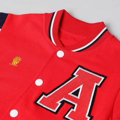 Varsity Vibes Cotton Bomber Jacket – Red - BYB PREMIUM