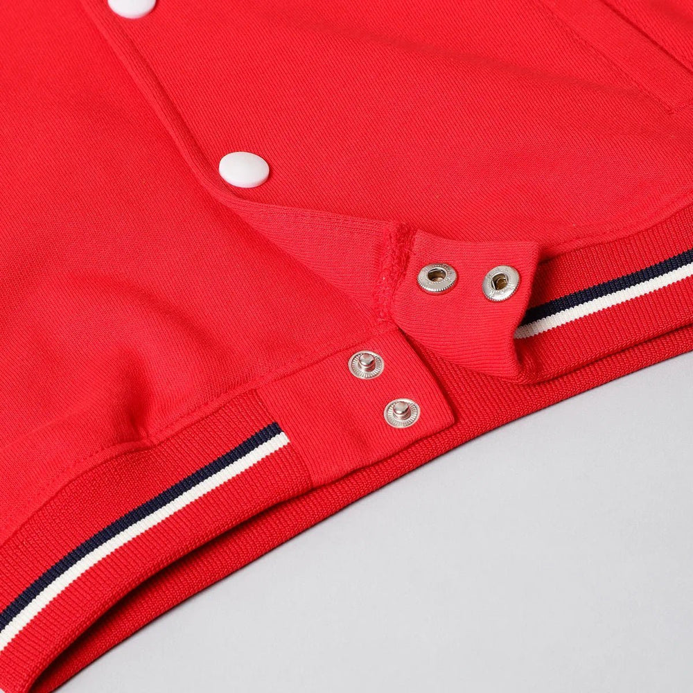 Varsity Vibes Cotton Bomber Jacket – Red - BYB PREMIUM