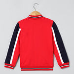 Load image into Gallery viewer, Varsity Vibes Cotton Bomber Jacket – Red - BYB PREMIUM
