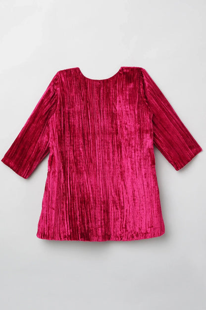 Velvet Charm Fuchsia Flare Dress - BYB PREMIUM
