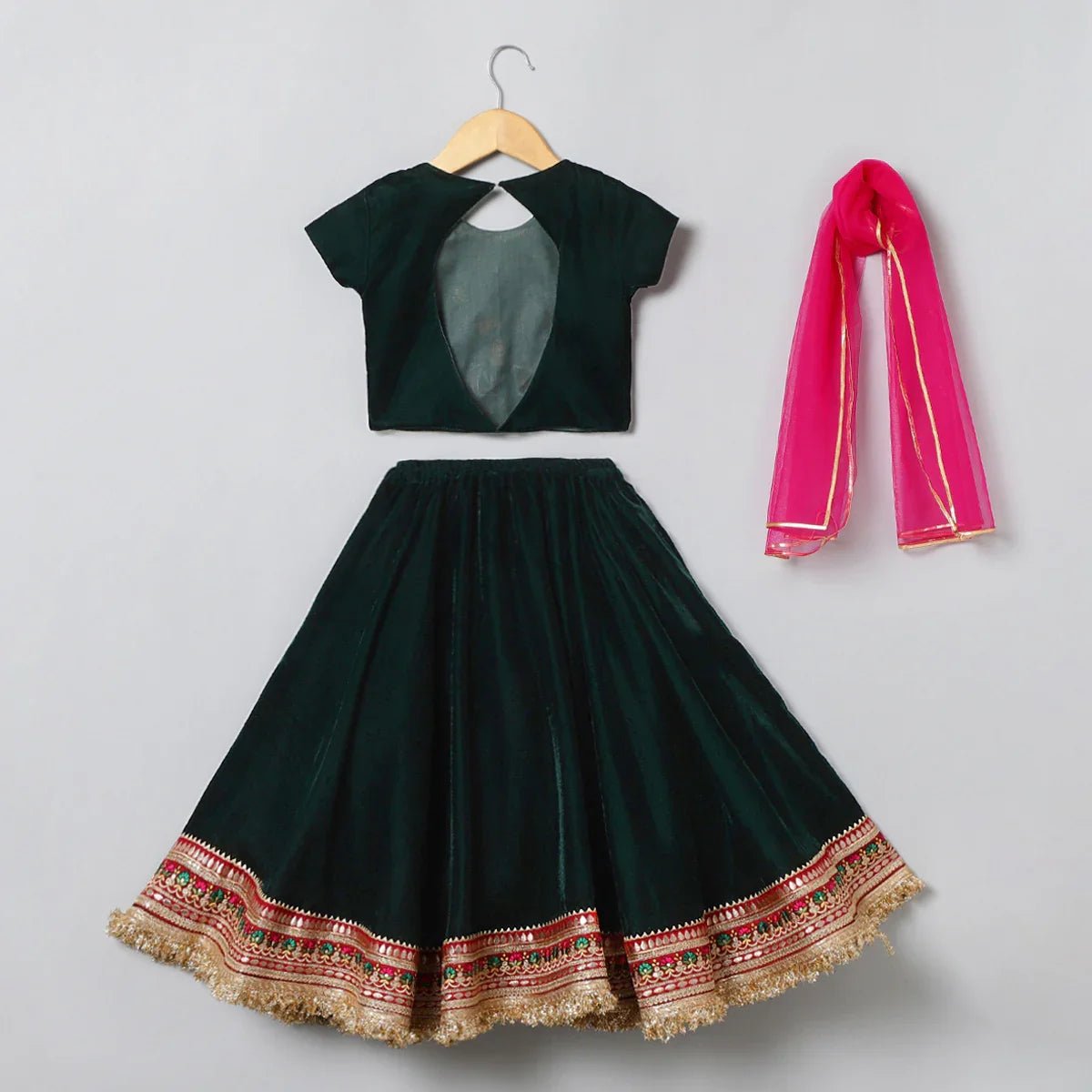 Velvet Embroidered Lehenga Choli Set - BYB PREMIUM