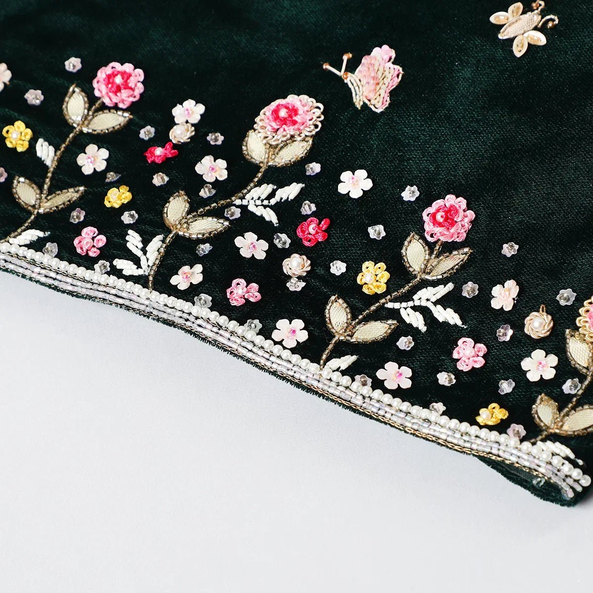 Velvet embroidered lehenga choli set   byb premium