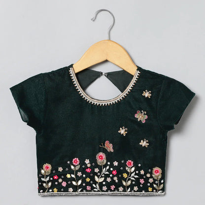 Velvet Embroidered Lehenga Choli Set - BYB PREMIUM