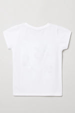 Load image into Gallery viewer, White Bird &amp; Flower Printed T-Shirt with Sequin Detail - BYB PREMIUM
