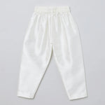 Load image into Gallery viewer, White Kurta Pyjama Set with Baby Pink Raw Silk Embroidered Jacket for Boys - BYB PREMIUM
